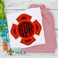 Personalized Firefighter Patch with Monogram Applique Shirt
