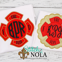 Personalized Firefighter Patch with Monogram Applique Shirt