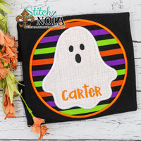 Personalized Halloween Ghost With Background Applique Colored Garment
