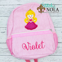 Personalized Seersucker Backpack with Princess Applique, Seersucker Diaper Bag, Seersucker School Bag, Seersucker Bag, Diaper Bag, School Bag, Book