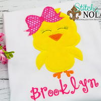 Personalized Easter Chick with Bow Appliqué Shirt