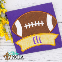 Personalized Purple and Gold Football with Banner Colored Garment
