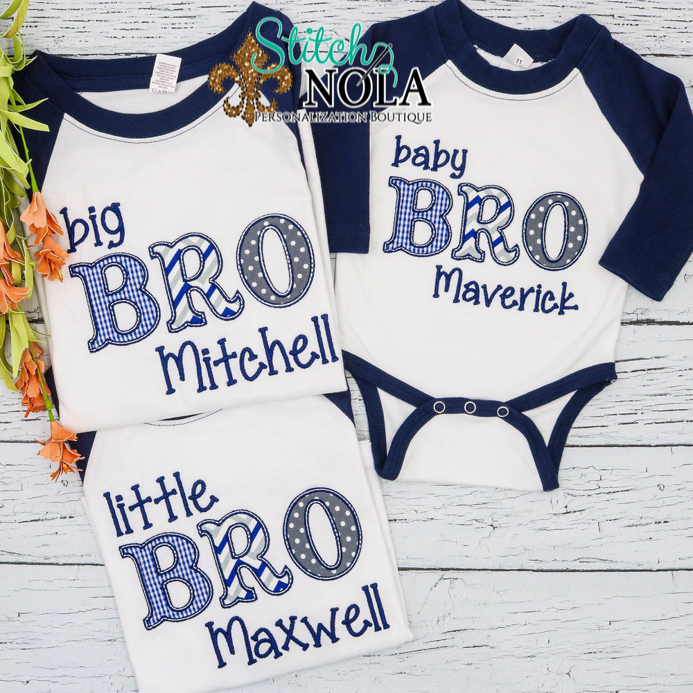 Personalized Big Little & Baby Bro Applique Shirt