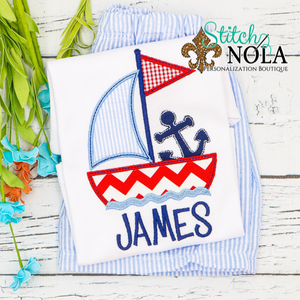 Personalized Sailboat with Anchor Applique Shirt