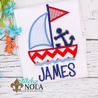 Personalized Sailboat with Anchor Applique Shirt