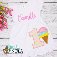 Personalized Birthday Ice Cream with Sprinkles Appliqué Shirt
