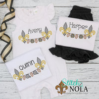 PERSONALIZED BLACK AND GOLD FLEUR DE LIS ON A STRING SKETCH SHIRT