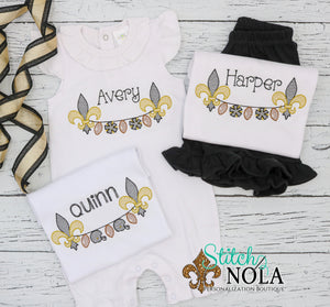 PERSONALIZED BLACK AND GOLD FLEUR DE LIS ON A STRING SKETCH SHIRT
