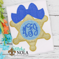 Personalized Sheriff Star with Bow & Monogram Applique Shirt
