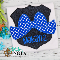 Personalized Blue Line Police Badge with Bow Applique Shirt
