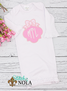 Personalized Baby Ornament with Monogram & Bow Applique Shirt