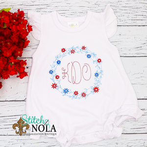 Personalized Patriotic Flower Wreath With Monogram Sketch Shirt