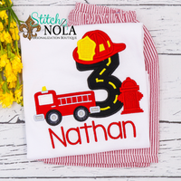 Personalized Birthday Firefighter Appliqué Shirt
