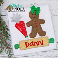 Personalized Christmas Gingerbread Cookie Applique Shirt
