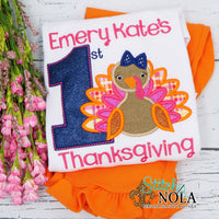 Personalized My 1st Thanksgiving Turkey Applique Shirt
