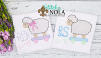 Personalized Easter Lamb On Wagon With Monogram Sketch Shirt
