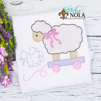 Personalized Easter Lamb On Wagon With Monogram Sketch Shirt