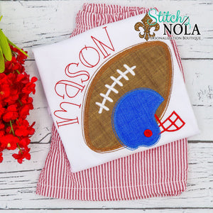 Personalized Football With Helmet Applique Shirt