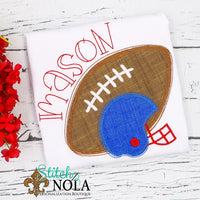 Personalized Football With Helmet Applique Shirt
