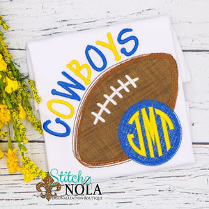 Personalized Football With Monogram Applique Shirt