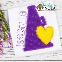 Personalized Cheerleader Megaphone With Heart Appliqué Shirt
