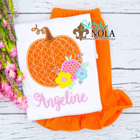 Personalized Floral Pumpkin Applique Shirt
