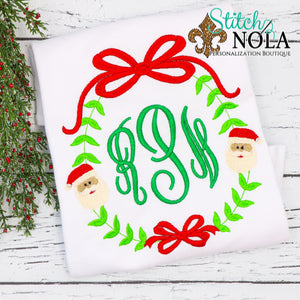 Personalized Christmas Wreath with Monogram & Santa Sketch Shirt