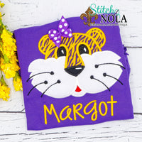 Personalized Purple and Gold Tiger on Colored Garment
