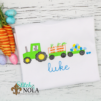 Personalized Easter Tractor With Carrots & Eggs Sketch Shirt