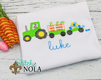 Personalized Easter Tractor With Carrots & Eggs Sketch Shirt
