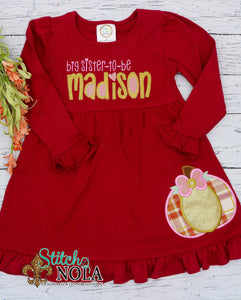 Personalized Fall Big Sister Applique Colored Garment