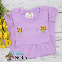 Personalized Baby Sunflowers Sketch on Colored Garment
