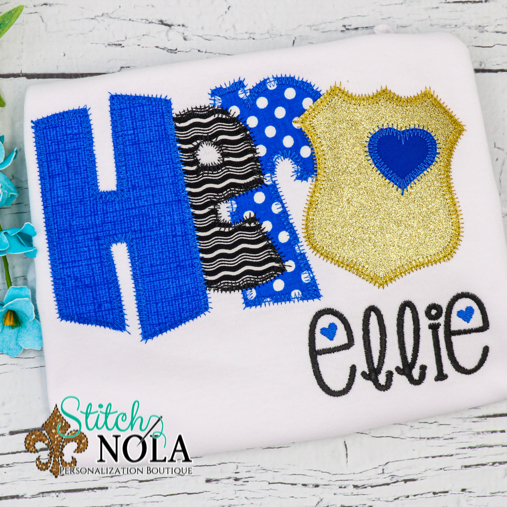 Personalized Police Hero Applique Shirt