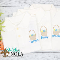 Personalized Easter Basket with Eggs Collared Shirt
