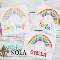 Personalized Rainbow with Clouds Sketch Shirt
