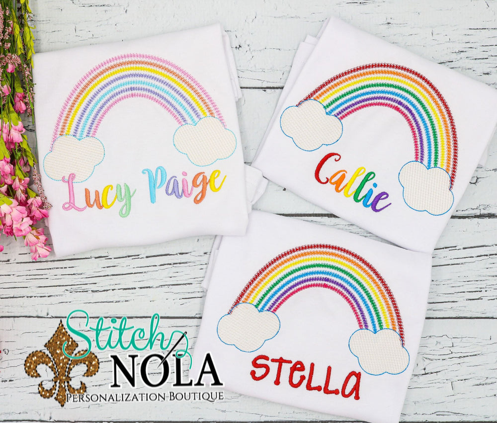 Personalized Rainbow with Clouds Sketch Shirt