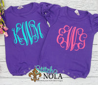 Personalized Baby Monogram Sketch on Colored Garment
