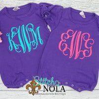 Personalized Baby Monogram Sketch on Colored Garment