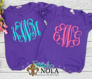 Personalized Baby Monogram Sketch on Colored Garment