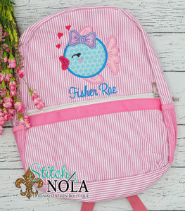 Personalized Seersucker Backpack with Letter Applique, Seersucker Diaper Bag, Seersucker School Bag, Seersucker Bag, Diaper Bag, School Bag, Book