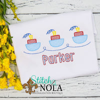 Personalized Baby Boat Trio Sketch Shirt