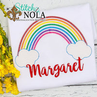 Personalized Rainbow with Clouds Sketch Shirt
