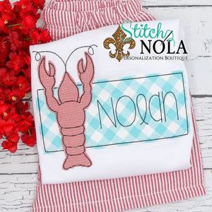Personalized Crawfish With Banner Applique Shirt
