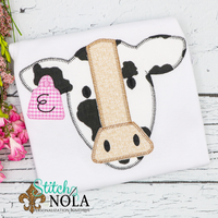 Personalized Cow with Tag Applique Shirt
