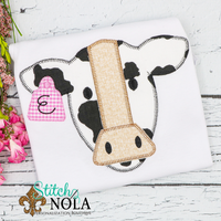 Personalized Cow with Tag Applique Shirt
