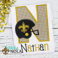 Personalized Alpha With Football Helmet Applique Shirt