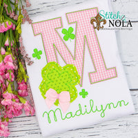 Personalized St. Patrick's Day Alpha with Bow Appliqué Shirt