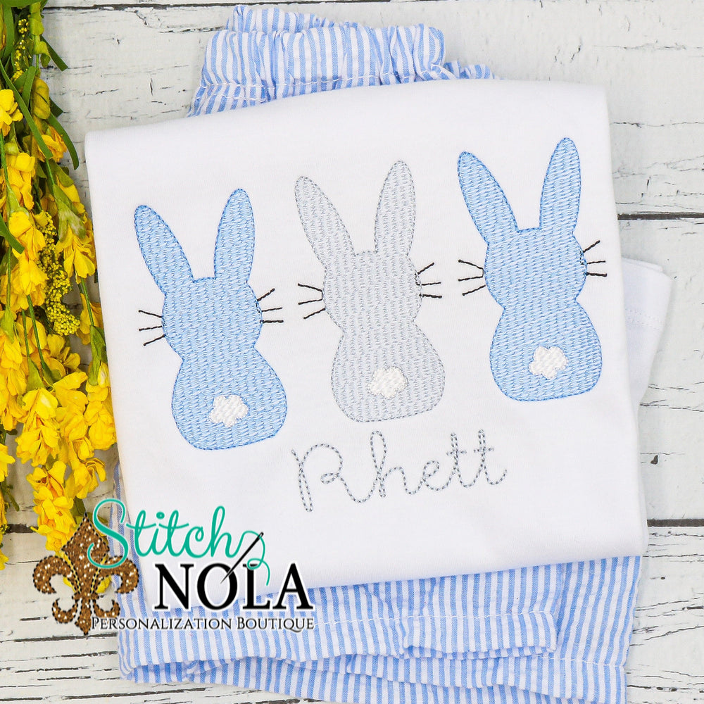 Personalized Easter Bunnies With Whiskers Trio Sketch Shirt