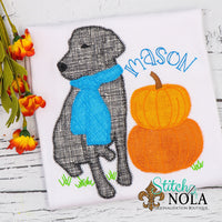 Personalized Dog with Pumpkins Applique Shirt