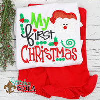 Personalized My First Christmas with Santa Applique Shirt
